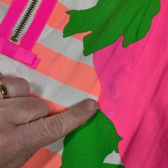 Lilly Pulitzer Dress Womens 0 Delia Sunrise Orange Stripe Wildflower Shift - Picture 8 of 11